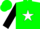 Silk - Green, white star, black blocks on sleeves