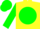 Silk - Yellow, green ball, green blocks on sleeves, green cap