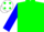 Silk - Green body, blue arms, white cap, green spots