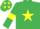 Silk - Emerald Green body, yellow star, emerald green arms, yellow armlets, emerald green cap, yellow stars