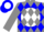 Silk - Gray, blue diamonds, blue 'jj' on white ball