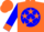 Silk - Orange, 'b' on blue ball, orange stars and cuffs on blue sleeves