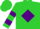 Silk - Lime green, purple diamond, purple bars on slvs