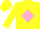 Silk - Yellow, white 'bb' on pink diamond