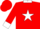 Silk - Red, white star with 'jg', white collar, white cuffs, white trim on shoulders