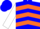 Silk - Blue, orange emblem, orange chevrons on white sleeves