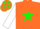Silk - Orange, green star, orange stars on white sleeves