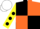 Silk - Black and Orange (quartered), Yellow sleeves, Black spots, white cap