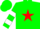 Silk - Green, red star, white hoops on sleeves