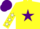 Silk - Yellow, purple star, white stars on sleeves, purple cap