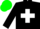 Silk - Black, white cross, green hoops on black sleeves, green cap