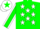 Silk - Green, white stars, green sleeves, white seams, white cap, green star