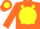 Silk - Orange, yellow dots, orange 'ks' in yellow ball