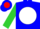 Silk - Blue, red 'w' on white ball, blue band on lime green sleeves