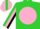 Silk - Lime green, pink ball, lime green 'k' black sleeves, pink stripe