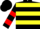 Silk - Black, yellow hoops, red bars on sleeves