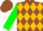 Silk - Brown, gold diamonds, green sleeves