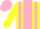 Silk - yellow, pink stripe, pink braces, yellow sleeves, pink cap