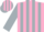 Silk - Pink, silver stripes on sleeves