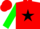 Silk - red, black star, green sleeves, red cap