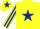 Silk - Yellow, dark blue star, striped sleeves and star on cap