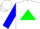 Silk - White, blue 's' on green triangle, blue sleeves