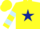 Silk - Yellow, dark blue star, light blue hoops on sleeves, yellow cap