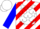 Silk - White, red diagonal stripes, blue jt on blue circled white ball, white stars on blue sleeves, white cap