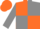Silk - Fluorescent orange and gray quarters, orange and gray blocks on sleeves, orange cap, gray 'r'