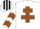 Silk - White, Brown Cross of Lorraine, White and Brown chevrons on sleeves, Black with White stripes cap