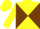 Silk - Yellow and chocolate diagonal quarters, chocolate band on yellow sleeves