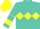 Silk - Turquoise, yellow diamond hoop, yellow hoops on sleeves, turquoise and yellow halved cap