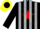 Silk - Black and silver stripes, black 'ar' on yellow star and red ball