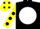 Silk - Black, White golf club and disc, Yellow sleeves, Black spots, Yellow cap, Black spots