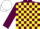 Silk - Maroon and Yellow check, Maroon sleeves, white cap