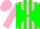 Silk - Neon pink and green diagonal quarters, green stripes on neon pink sleeves, neon pink cap