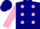 Silk - Navy blue, pink spots and sleeves, navy blue cap, pink peak