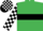 Silk - Emerald green, black hoop, white and black check sleeves, black and white check cap
