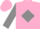 Silk - Pink, gray diamond framed 'tf', gray sleeves