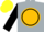 Silk - Silver, gold ball, black circle on sleeves, yellow cap