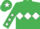 Silk - Emerald green, white triple diamond, emerald green sleeves, white stars, emerald green cap, white star