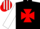 Silk - Black, red maltese cross, white sleeves, white and red striped cap, black peak