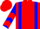 Silk - Red, blue braces and 'sj',  blue sleeves, red chevrons