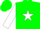 Silk - Green, green 'm/r' on white star, whites star on sleeves