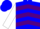 Silk - Blue and purple triangular thirds, purple chevrons on white sleeves, blue cap