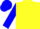 Silk - Yellow, blue arrow on black graph, blue sleeves, blue cap
