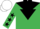 Silk - Emerald Green, black inverted triangle and yoke, stars on sleeves, white cap
