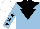 Silk - light blue, black inverted triangle and yoke, black stars on sleeves, white cap