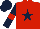 Silk - Red, dark blue star, dark blue sleeves, red armlets and star on dark blue cap