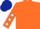 Silk - Orange, white stars on sleeves, Dark Blue cap